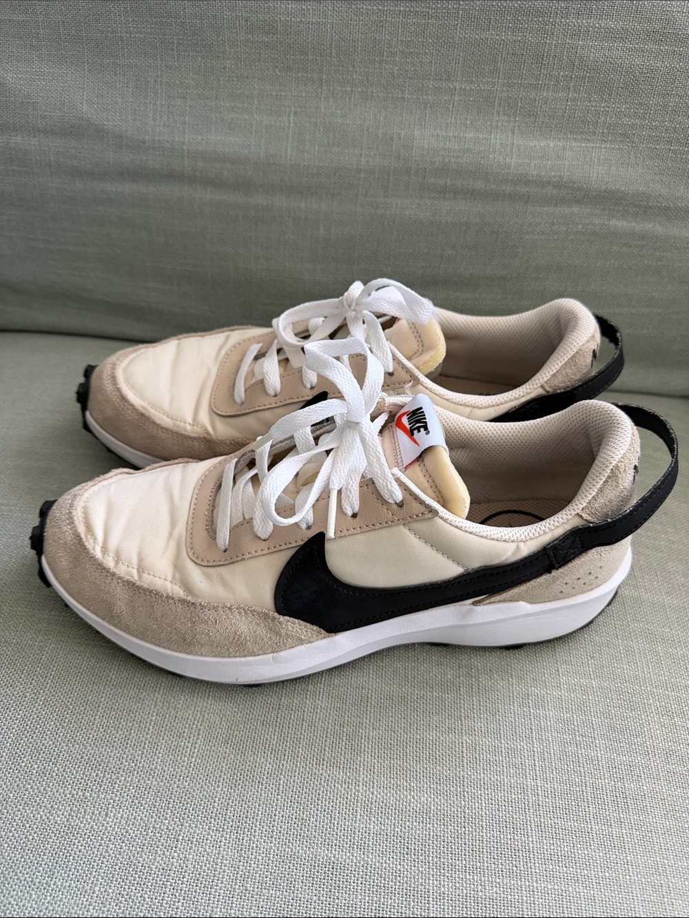 Nike Waffle Debut Women's Cream and Black Retro Runner Sneakers